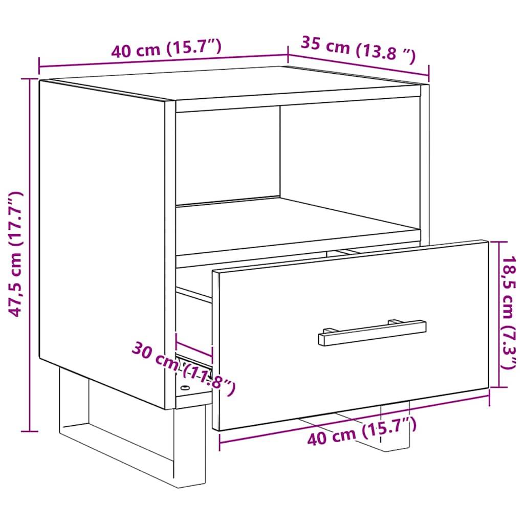 vidaXL Nachttisch Artisan-Eiche 40 x 35 x 47,5 cm Holzwerkstoff