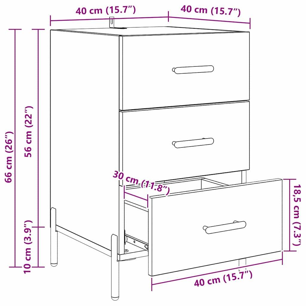 vidaXL Nachttisch Schwarz Eichen-Optik 40 x 40 x 66 cm Holzwerkstoff