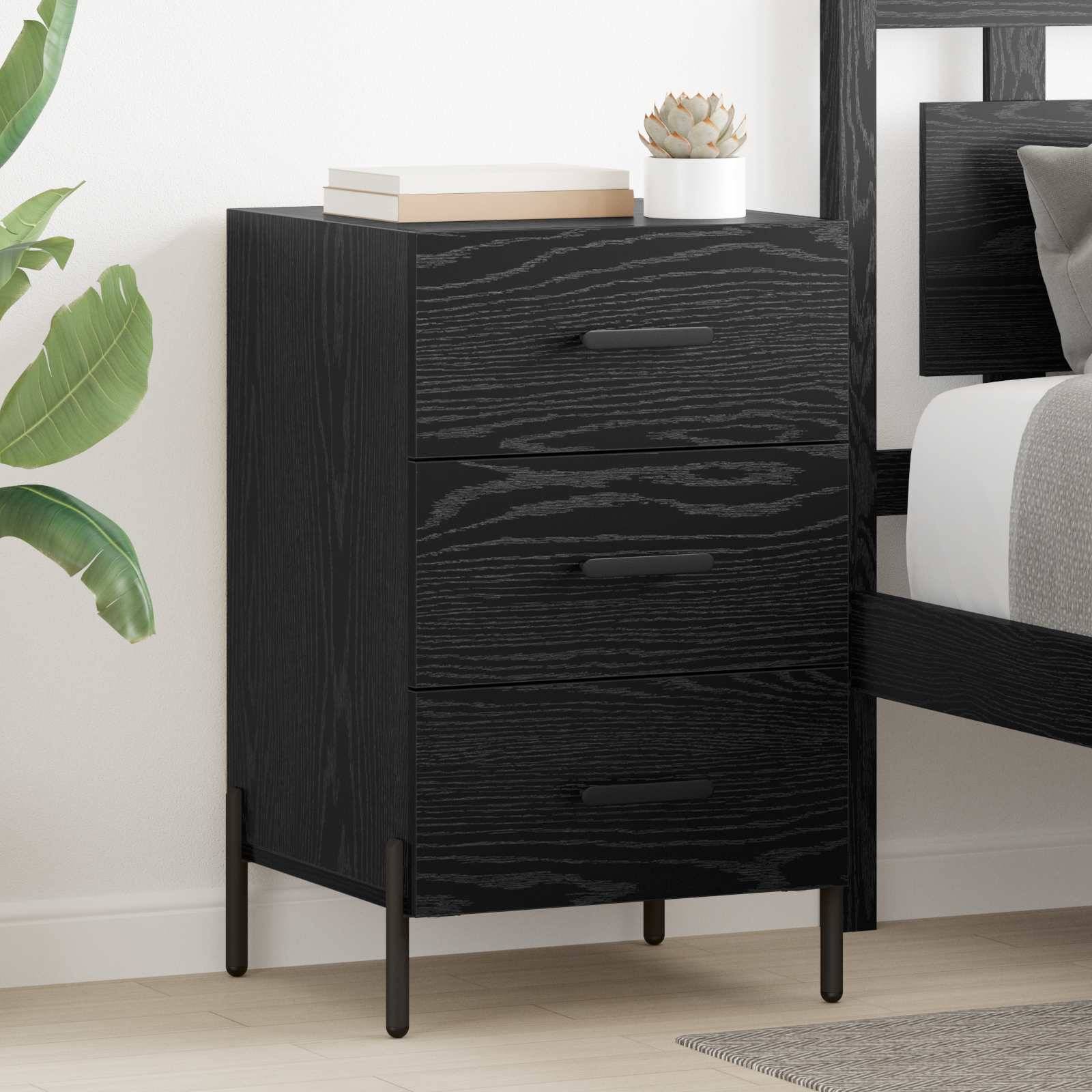 vidaXL Nachttisch Schwarz Eichen-Optik 40 x 40 x 66 cm Holzwerkstoff