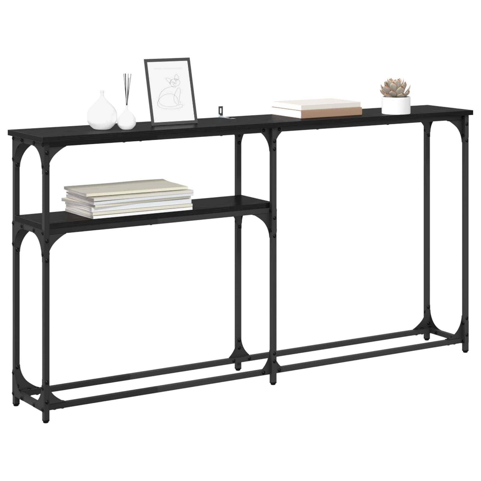 vidaXL Konsolentisch Schwarz Eichen-Optik 146 x 22.5 x 75 cm