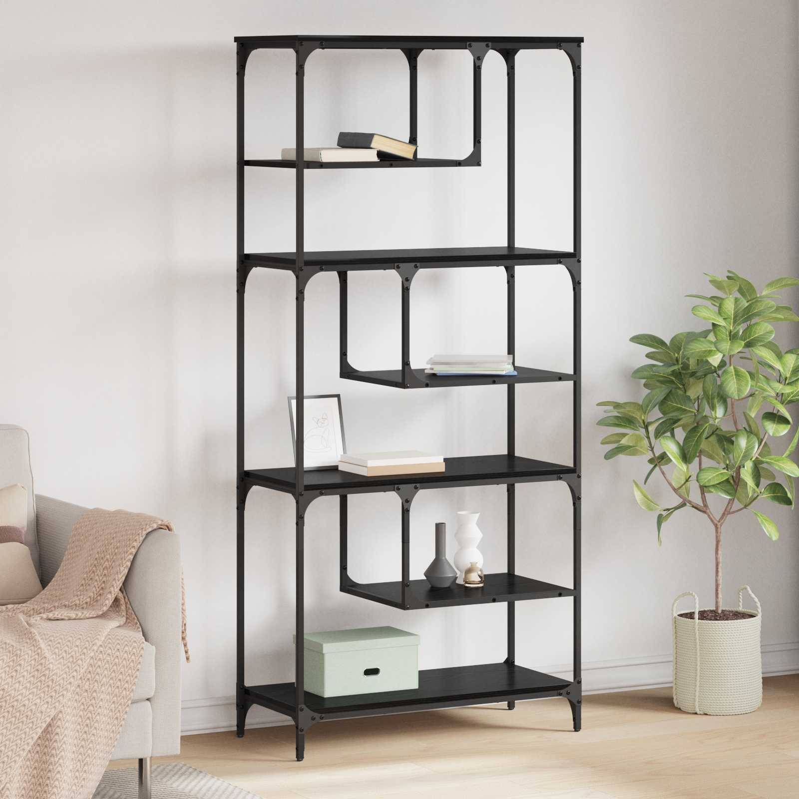 vidaXL Bücherregal Schwarz Eichen-Optik 81 x 36 x 176 cm Holzwerkstoff