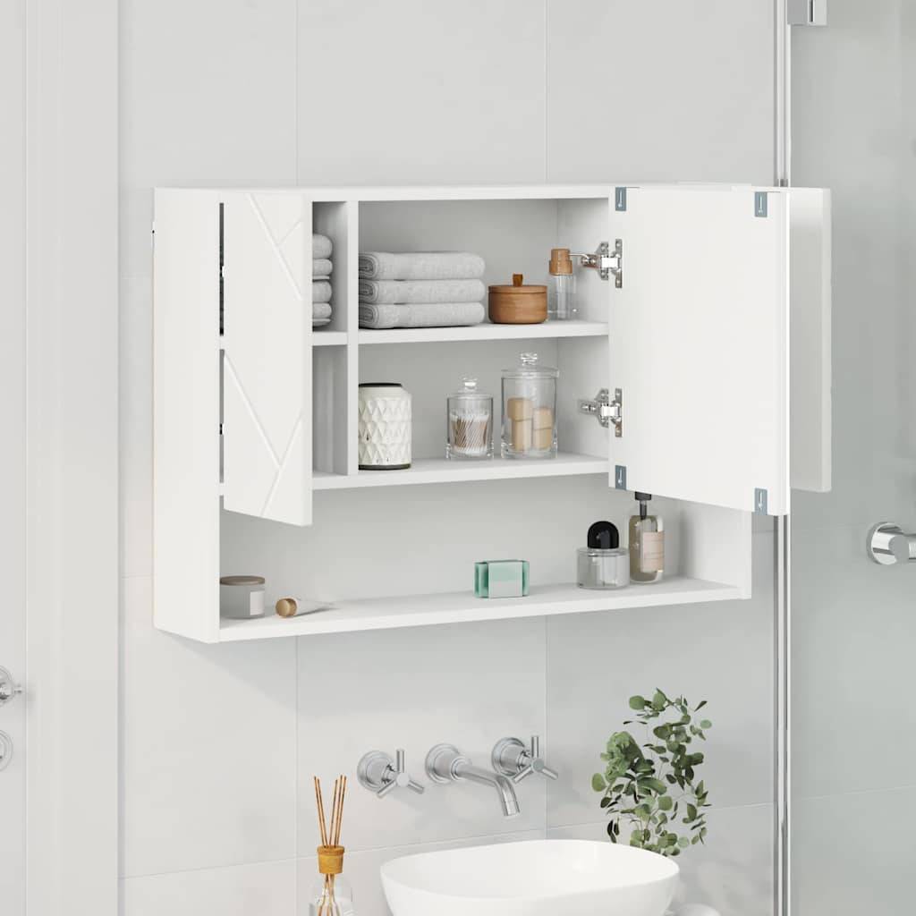 vidaXL Spiegelschrank Wandmontiert Weiß 80 x 17 x 55 cm Holzwerkstoff