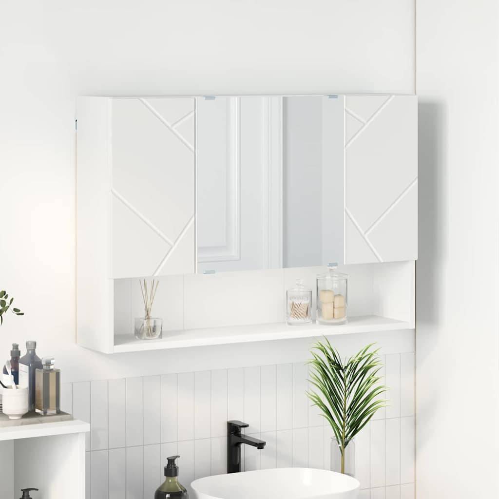 vidaXL Spiegelschrank Wandmontiert Weiß 80 x 17 x 55 cm Holzwerkstoff