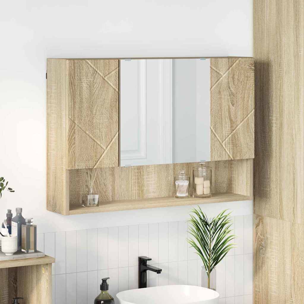 vidaXL Spiegelschrank Sonoma-Eiche 80 x 17 x 55 cm Holzwerkstoff