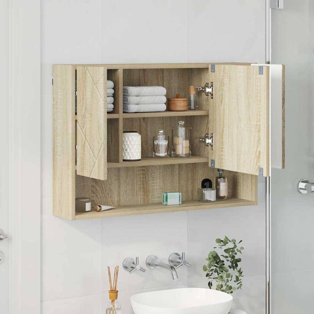 vidaXL Spiegelschrank Sonoma-Eiche 80 x 17 x 55 cm Holzwerkstoff
