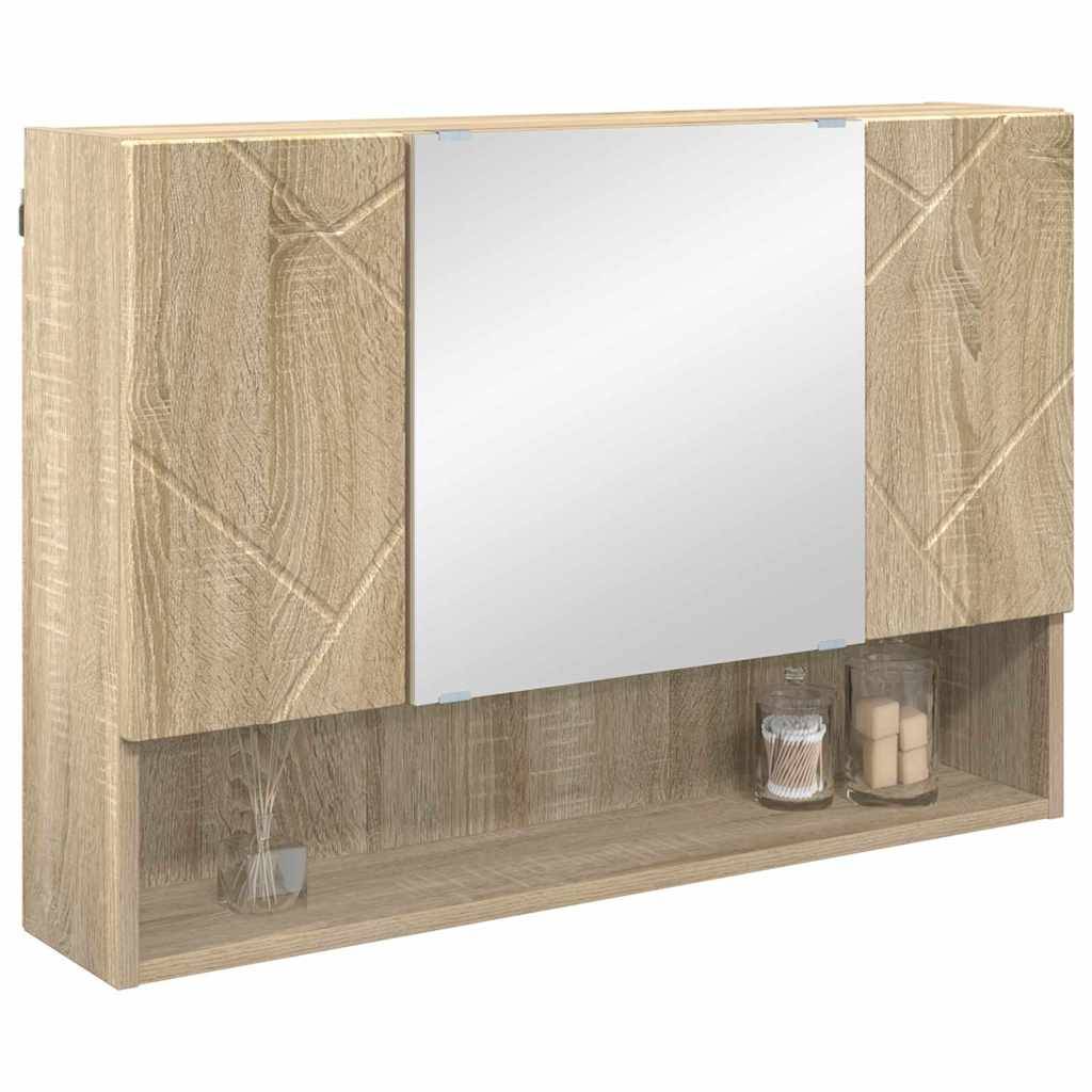 vidaXL Spiegelschrank Sonoma-Eiche 80 x 17 x 55 cm Holzwerkstoff