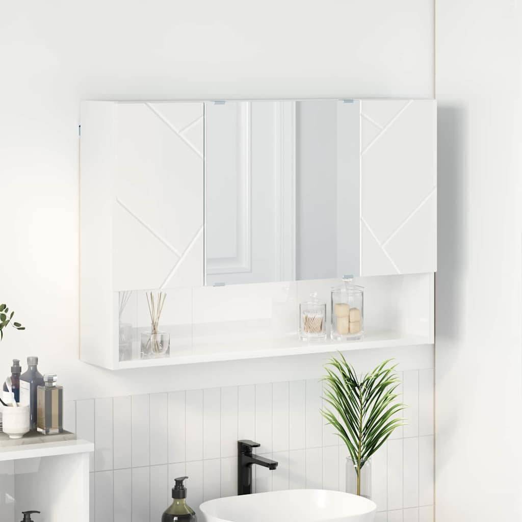 vidaXL Spiegelschrank Hochglanz Weiß 80 x 17 x 55 cm Holzwerkstoff