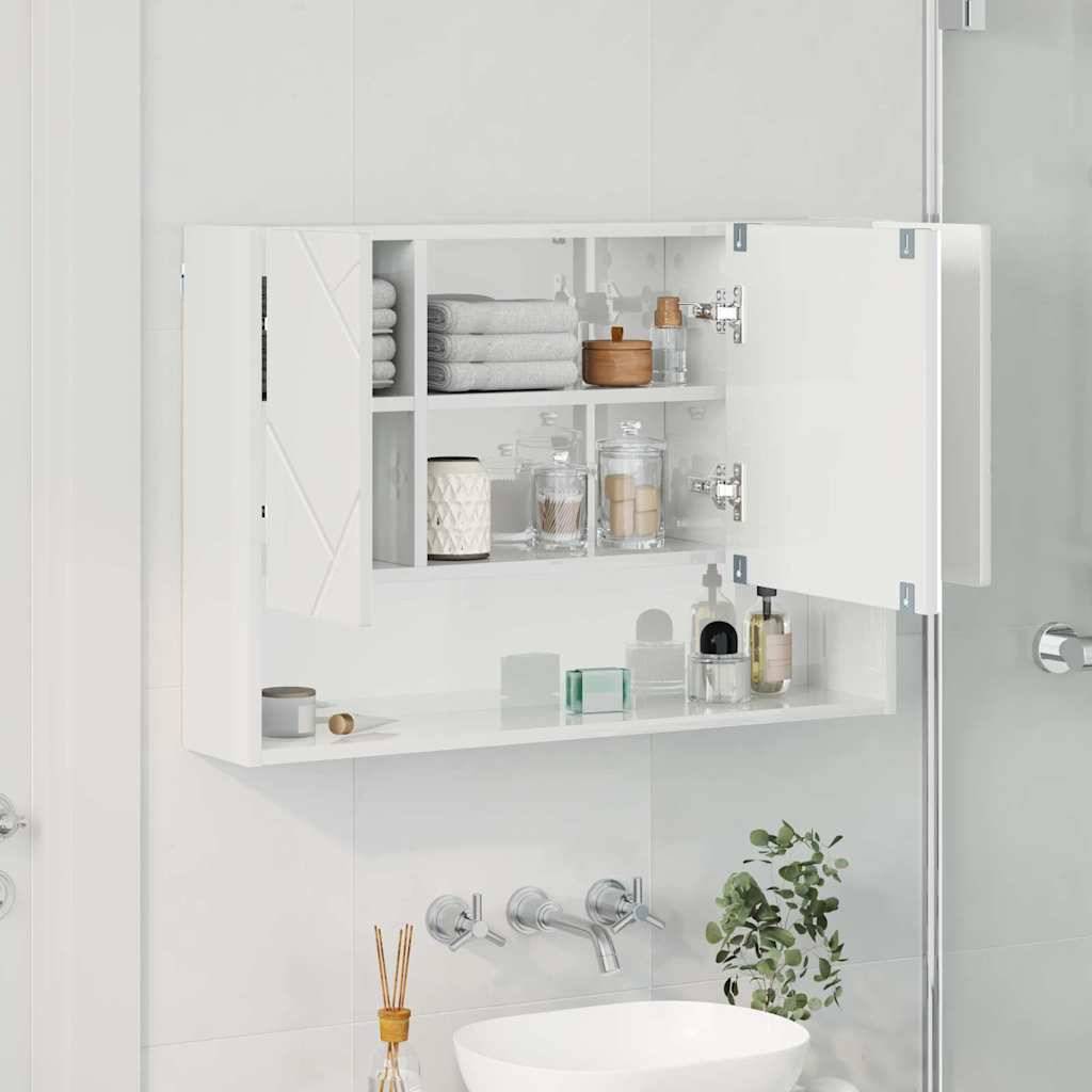 vidaXL Spiegelschrank Hochglanz Weiß 80 x 17 x 55 cm Holzwerkstoff