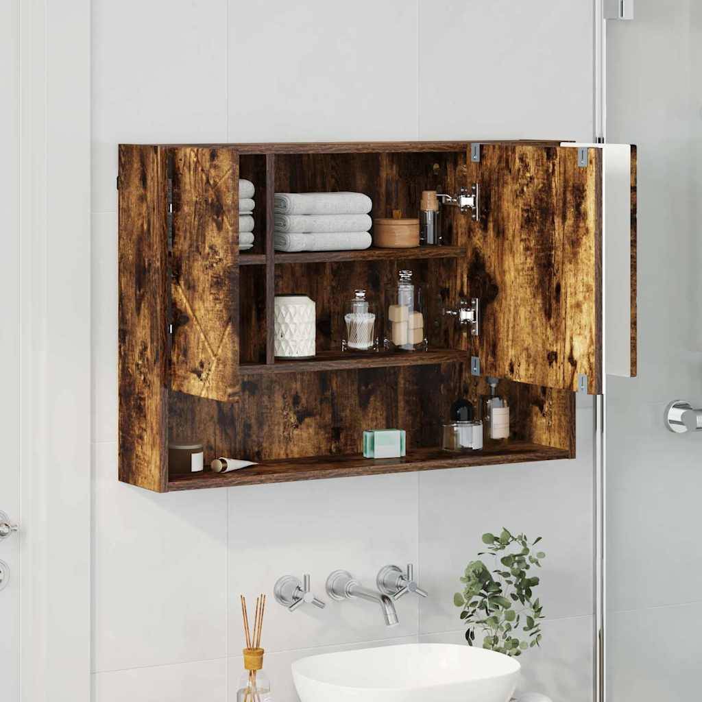 vidaXL Spiegelschrank Geräucherte Eiche 80 x 17 x 55 cm Holzwerkstoff