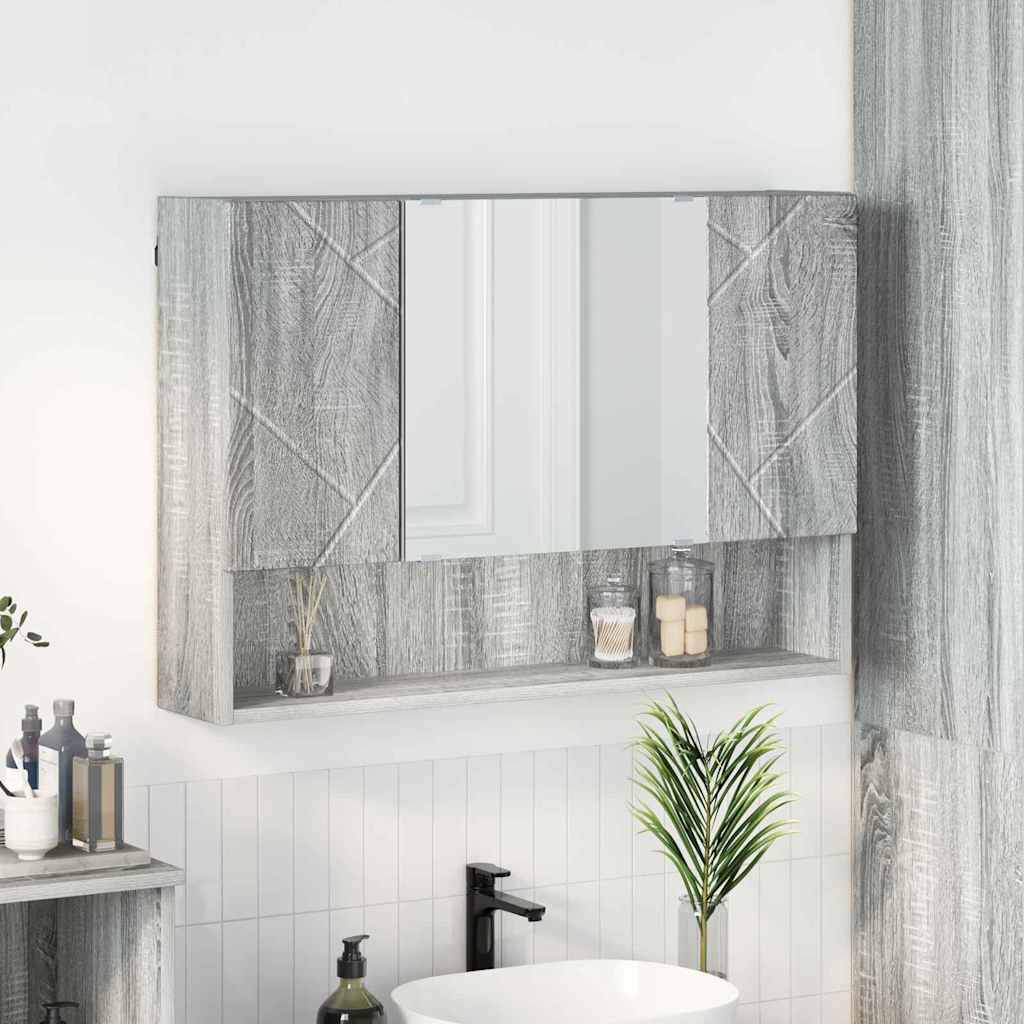 vidaXL Spiegelschrank Graues Sonoma 80 x 17 x 55 cm Holzwerkstoff