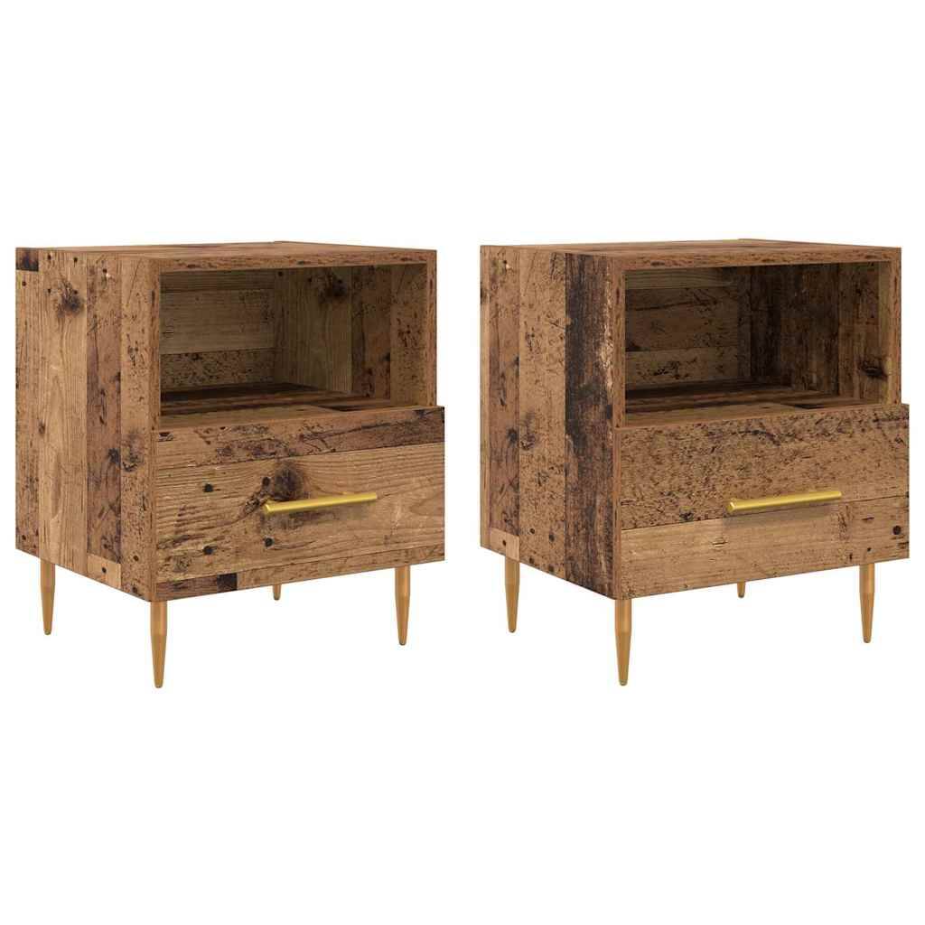 vidaXL Nachttisch 2 pcs Altholz 40 x 35 x 47,5 cm Holzwerkstoff