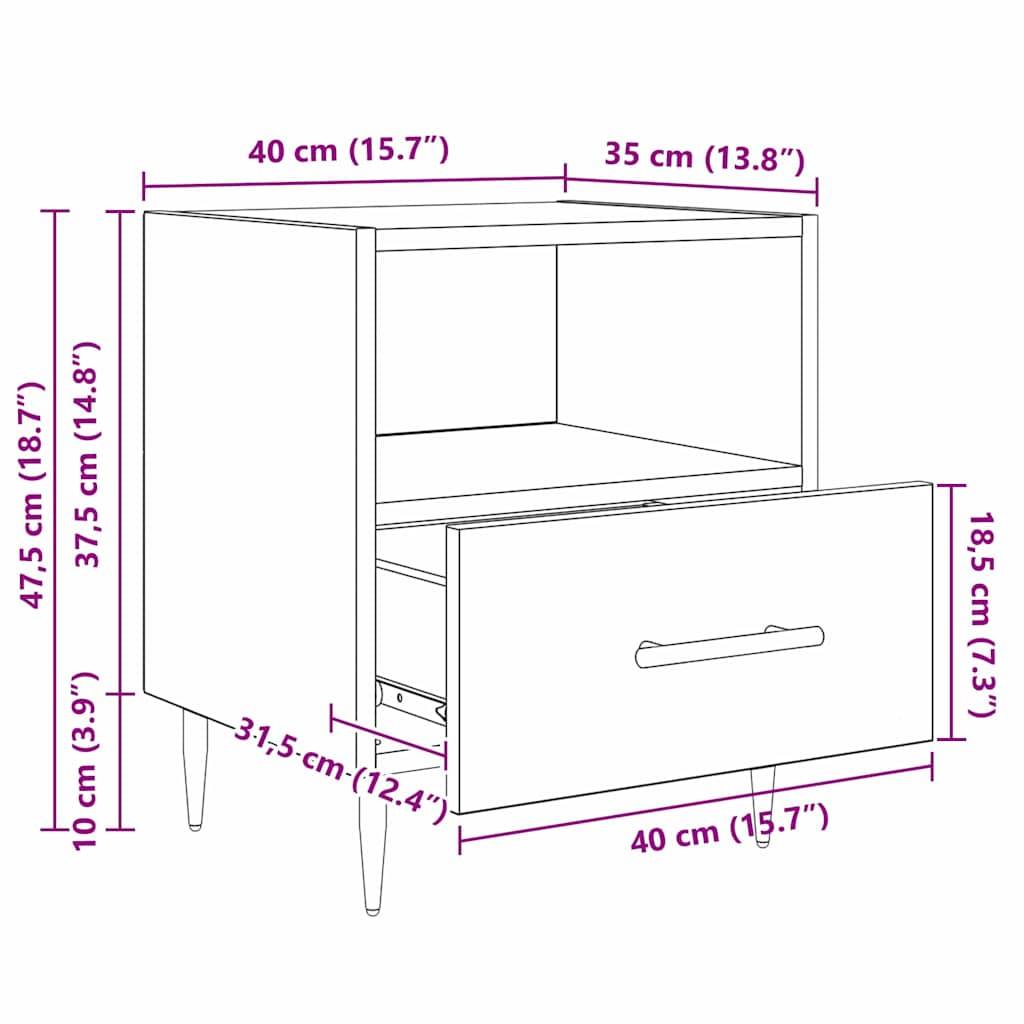 vidaXL Nachttisch 2 pcs Altholz 40 x 35 x 47,5 cm Holzwerkstoff