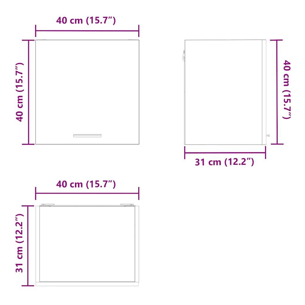 vidaXL Hängeschrank 2 pcs Artisan-Eiche und Weiß 40 x 31 x 40 cm