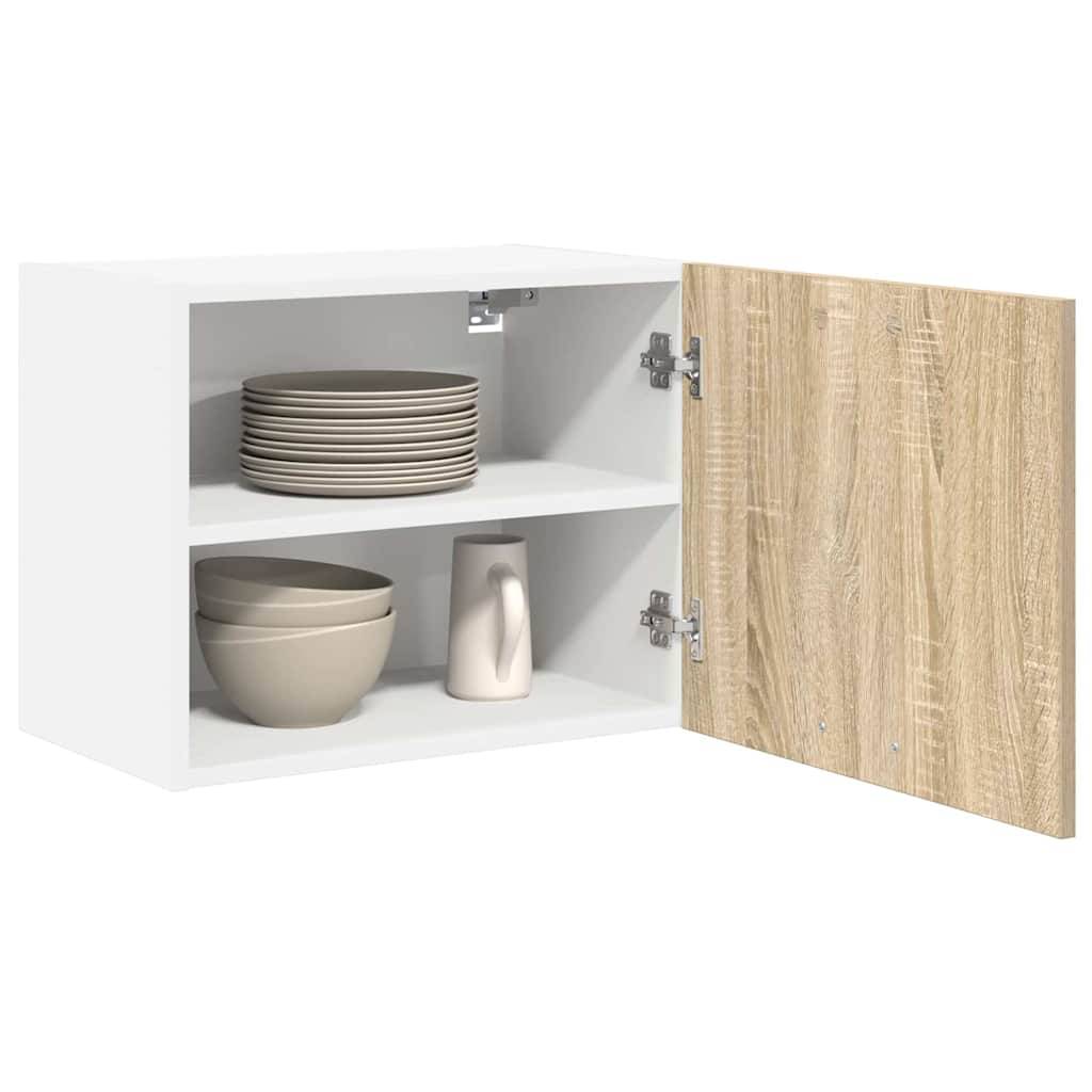 vidaXL Hängeschrank mit Speicher Sonoma-Eiche und Weiß 50 x 31 x 40 cm