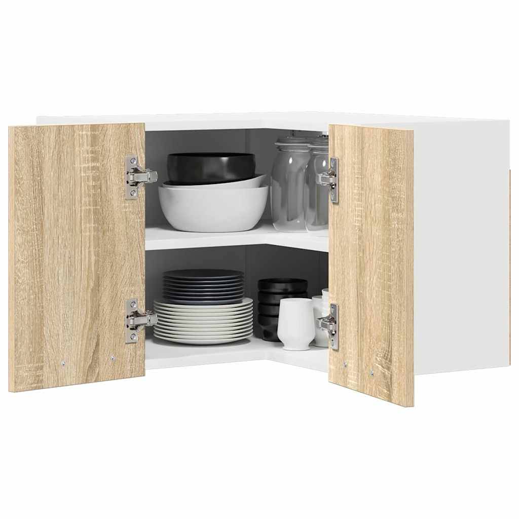 vidaXL Hängeschrank Sonoma-Eiche und Weiß 57 x 57 x 40 cm