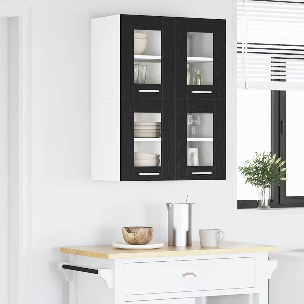 vidaXL Hängeschrank mit Tür 2 pcs Schwarz Eichen-Optik 60 x 31 x 40 cm