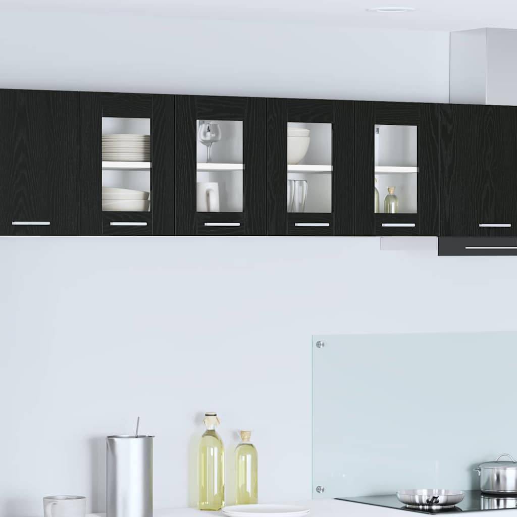 vidaXL Hängeschrank mit Tür 2 pcs Schwarz Eichen-Optik 60 x 31 x 40 cm