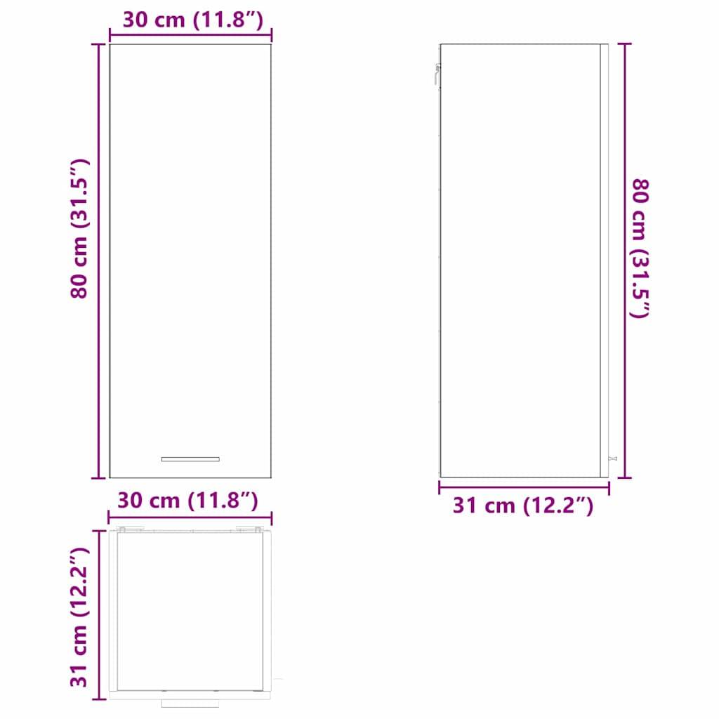 Abmessungen eines Kühlschranks dargestellt: Höhe 80 cm (31,5
