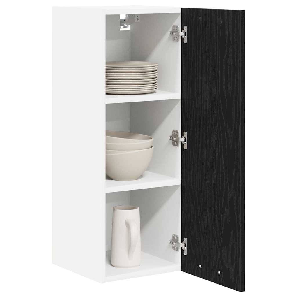 vidaXL Hängeschrank mit Tür Schwarze Eiche und Weiß 30 x 31 x 80 cm