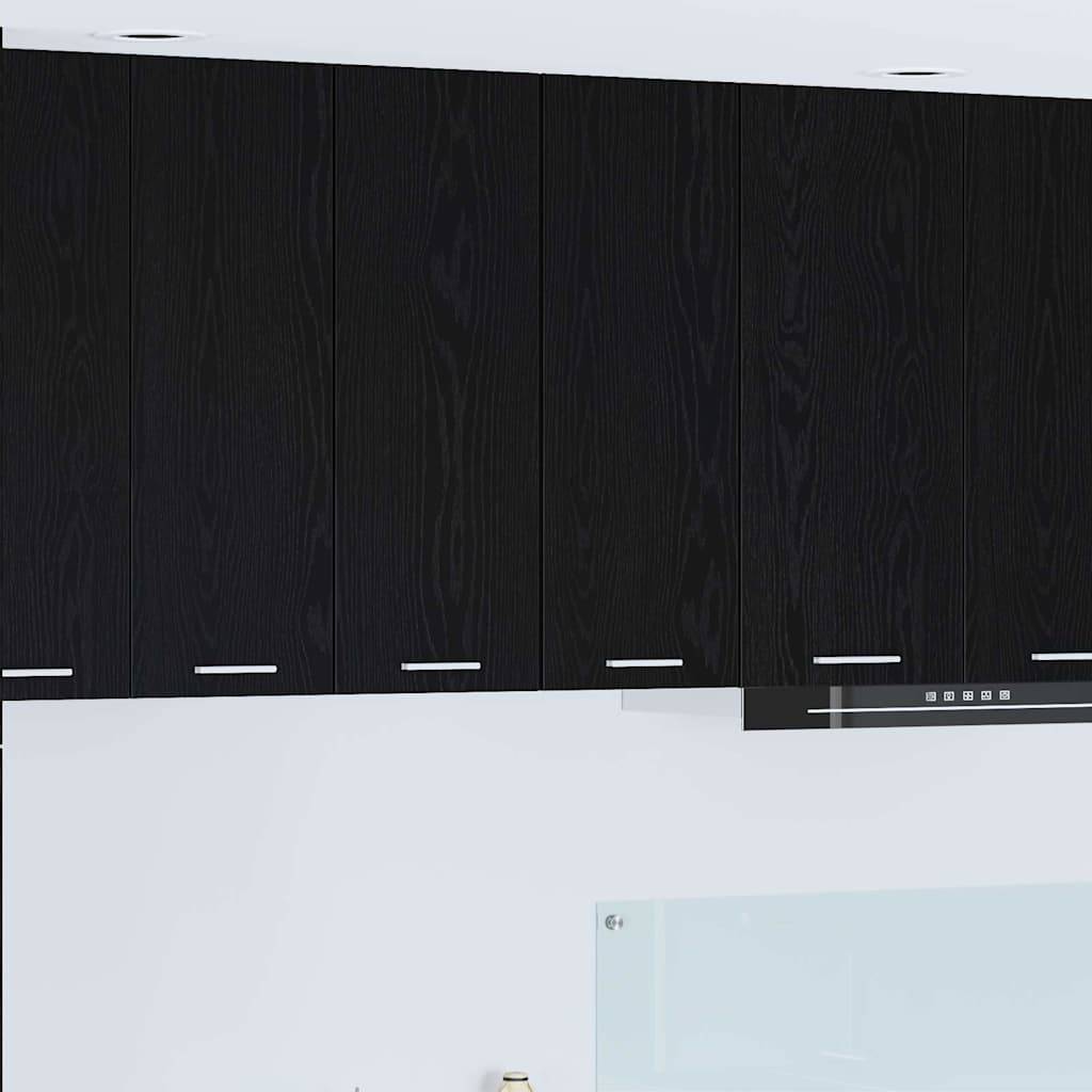 vidaXL Hängeschrank mit Tür Schwarze Eiche und Weiß 30 x 31 x 80 cm