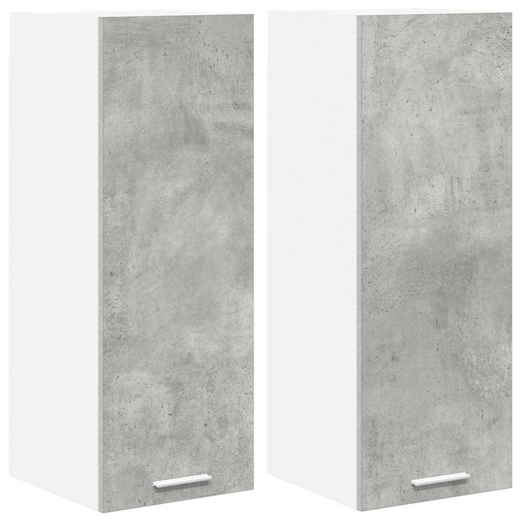 vidaXL Hängeschrank mit Tür 2 pcs Betongrau und Weiß 30 x 31 x 80 cm