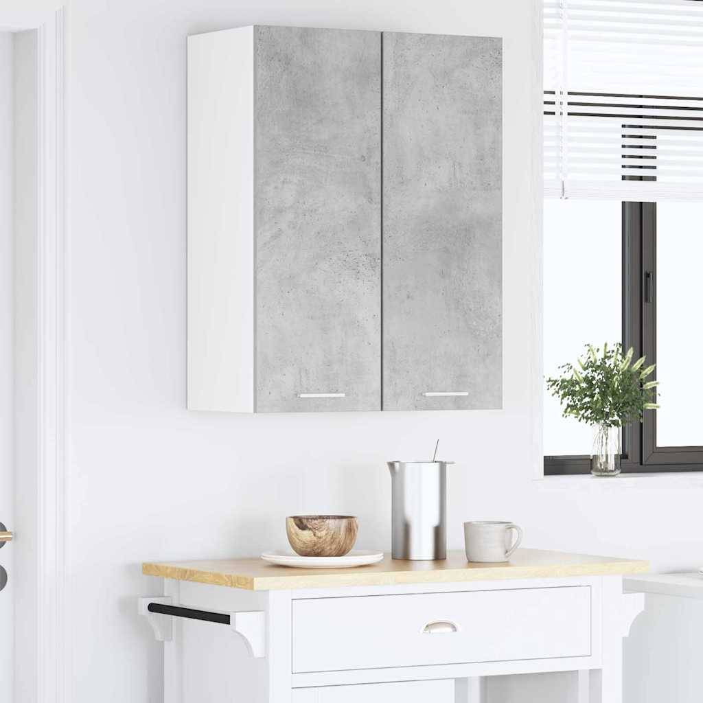 vidaXL Hängeschrank mit Tür 2 pcs Betongrau und Weiß 30 x 31 x 80 cm