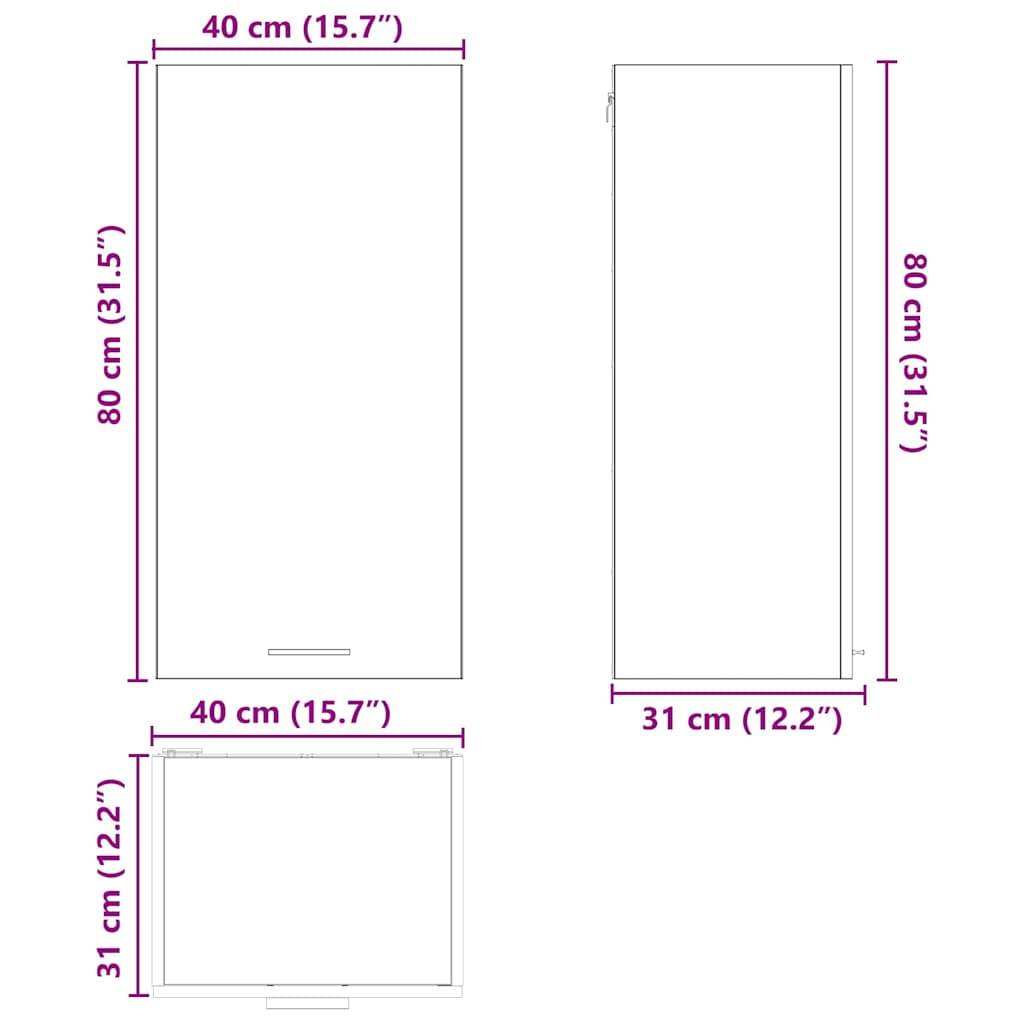 vidaXL Hängeschrank mit Speicher Sonoma-Eiche und Weiß 40 x 31 x 80 cm