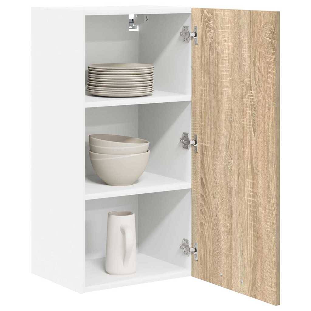 vidaXL Hängeschrank mit Speicher Sonoma-Eiche und Weiß 40 x 31 x 80 cm