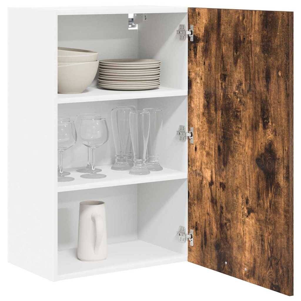 vidaXL Hängeschrank mit Tür Geräucherte Eiche und Weiß 50 x 31 x 80 cm