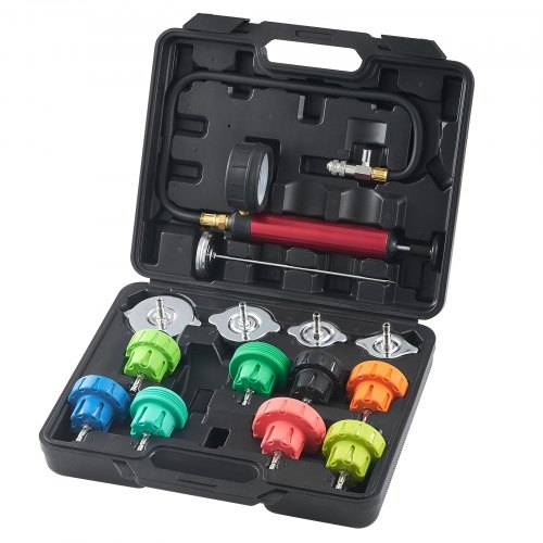 VEVOR 14-teiliges Kühlerkühlmittel-Druckprüfer-Set Abdrückgerät, Abdrücken Tester Kühlwasser Befüllgerät, Kühler Entlüftungsgerät Kühlsys