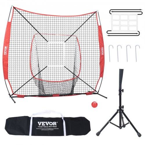 VEVOR 244 x 106 x 211 cm Baseball-Softball-_bungsnetz, tragbares Baseball-Trainingsnetz, Schlagen, Fangen, Pitchen, Backstop-Baseballausrüstung mit