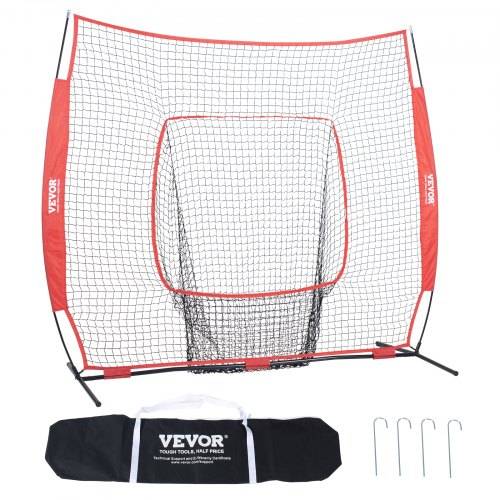 VEVOR 213,4 x 106 x 210 cm Baseball-Softball-_bungsnetz, Baseball Pitching Net, Schlagen, Fangen, Pitchen, Backstop-Trainingshilfen für Baseballausr
