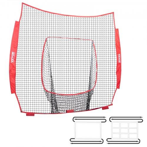 VEVOR 2134 x 2134 mm Pitching Net Pitching Target mit Strike Zone, Baseball & Softball 9 Loch Trainingsgeräte für Jugendliche & Erwachsene, Baseball