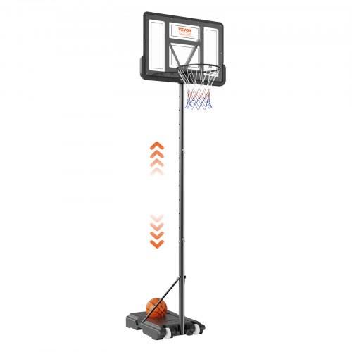 VEVOR Basketballkorb Outdoor Basketballständer 122_305 cm Einstellbare Höhe, Basketballanlage Schwarz Wetterbeständig Rostbeständig, Basketballkor