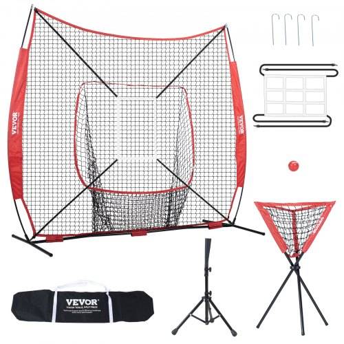 VEVOR 244 x 106 x 211 cm Baseball-Softball-_bungsnetz, Baseball-Trainingsnetz, Schlagen, Fangen, Pitchen, Backstop-Baseballausrüstung mit