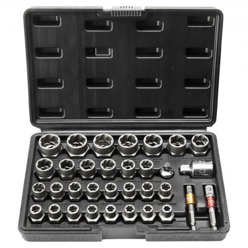 VEVOR Bolzenausdreher-Set, 29-teiliges Bolzen- und Muttern-Entferner-Set, 6mm bis 10mm, 10,3mm bis 19,05mm, Auszieh-Steckschlüsselsatz aus