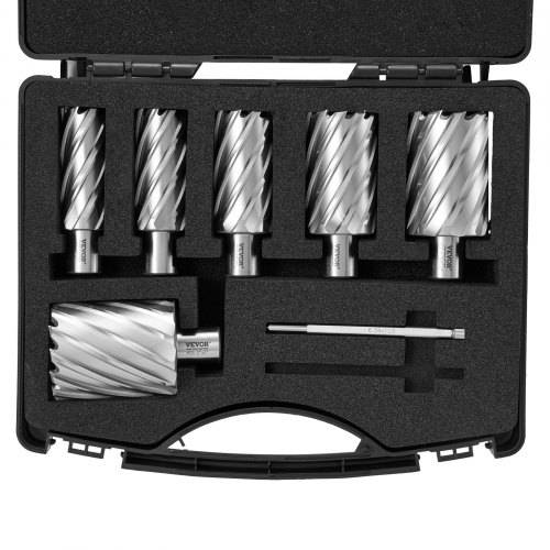 VEVOR Kronenbohrer-Set Metall 6 tlg. 1, 1-1/8, 1-1/4, 1-1/2, 1-3/4, 2 Zoll Kernbohrer-Satz 50,8 mm Schnitttiefe Ringschneider-Set, aus
