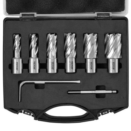VEVOR Kronenbohrer-Set Metall 6 tlg. 1/2, 9/16, 11/16, 13/16, 15/16, 1-1/16 Zoll Kernbohrer-Satz 25,4 mm Schnitttiefe Ringschneider-Set, aus