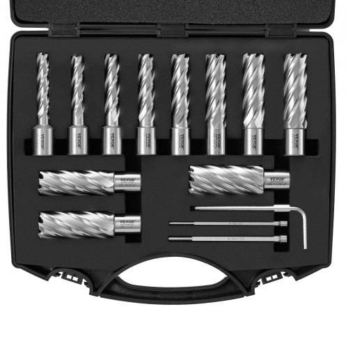 VEVOR Kronenbohrer-Set Metall 13 tlg. 7/16, 1/2, 9/16, 11/16, 5/8, 3/4, 13/16, 7/8, 15/16, 1, 1-1/16 Zoll, Kernbohrer-Satz 50,8 mm Schnitttiefe