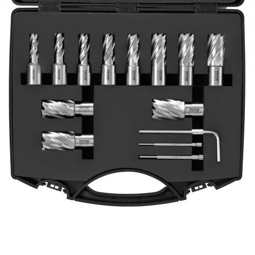 VEVOR Kronenbohrer-Set Metall 13 tlg. 7/16, 1/2, 9/16, 11/16, 5/8, 3/4, 13/16, 7/8, 15/16, 1, 1-0,16cm Kernbohrer-Satz 25.4mm Schnitttiefe