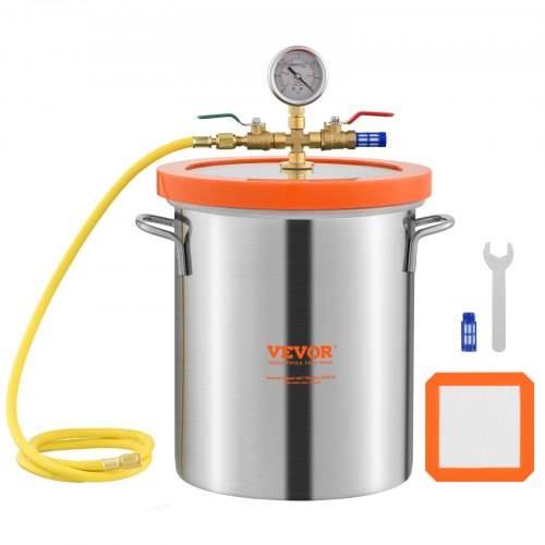 VEVOR 11,4 L Vakuumkammer Edelstahl Vakuum Entgasungskammer (Durchmesser 23 cm, Höhe 27 cm) Unterdruckpumpe Vakuumkammer Ideal zum Stabilisieren von