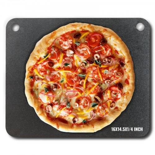 VEVOR Pizzastahl, 16" x 14,5" x 1/4" Pizzastahlplatte für den Ofen, vorgewürzter Pizza-Backstein aus Kohlenstoffstahl mit 20-fach höherer Leitfähi