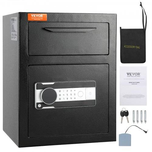 VEVOR 1,7 L Depository Safe, Deposit Safe mit Drop-Slot, elektronischem Codeschloss und 2 Notfallschlüsseln, 45 x 30 x 35 cm, Geschäftssafe für Bar