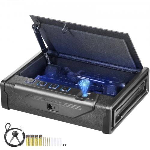 VEVOR Waffentresor Pistolentresor Waffenkoffer, Tragbar 2 Pistolen Pistolentresor Fingerabdruck, Schlüssel oder Passwort Waffensafe Kaltgewalzter