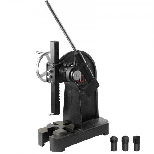 VEVOR Dornpresse, 3 t Ratschen-Dornpresse, Ratschenhebel-Dornpresse mit Handrad, 310 mm Maximale Höhe, Manuelle Desktop-Stanzpresse aus Gusseisen