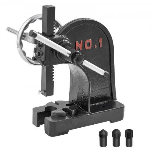 VEVOR Dornpresse, 1 t Handhebelpresse, Manuelle Dornpresse Präzisions Handpresse, 135 mm Maximale Höhe, Manuelle Desktop-Stanzpresse aus Gusseisen