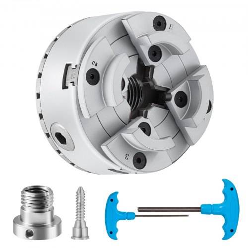 VEVOR KP2-3/4 Drehbankfutter 4-Backen _70mm Backenfutter aus 45# Klemmbereich 30_47mm Spannfutter-Innengewinde 1x8 TPI Drehbank