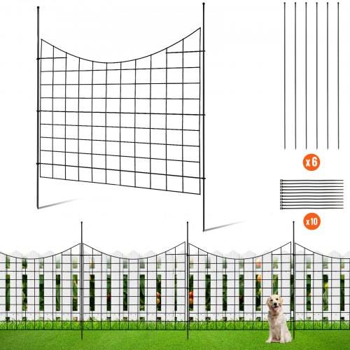 VEVOR 5er-Set Dekorativer Gartenzaun 75x93cm Metallzaun aus Kohlenstoffstahl Steckzaun 6,38cm Spike-Abstand Hundezaun Gitterzaun Beetzaun Zaun