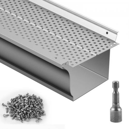 VEVOR Dachrinnenschutz, 12,7 cm breit, Aluminium-Blattfilter, selbstgemachte Dachrinnenabdeckung, 26 Stück, 31,7 m Gesamtlänge, _ 4 mm Lochdurchmes