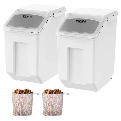 VEVOR Mottensichere Vorratsdosen Aufbewahrungsbox Küche 15 L x 2, Sichtbarer Vorratsbehälter PP mit Deckel und Rollen, Luftdichter Behälter für Re